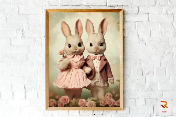 Vintage Valentine s Day Rabbit Couple